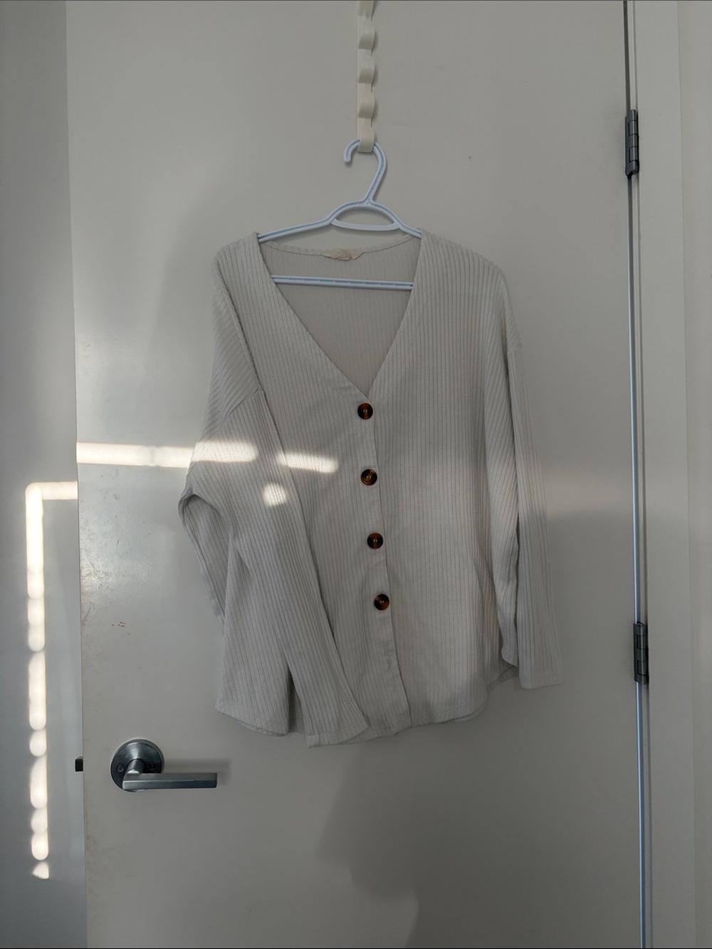 Aeropostale Cream Ribbed Button-Up Sweater